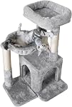 Pesofer Cat Tree, Small Cat Tower with Sisal Scratching Post, Deep Basket Light Gray