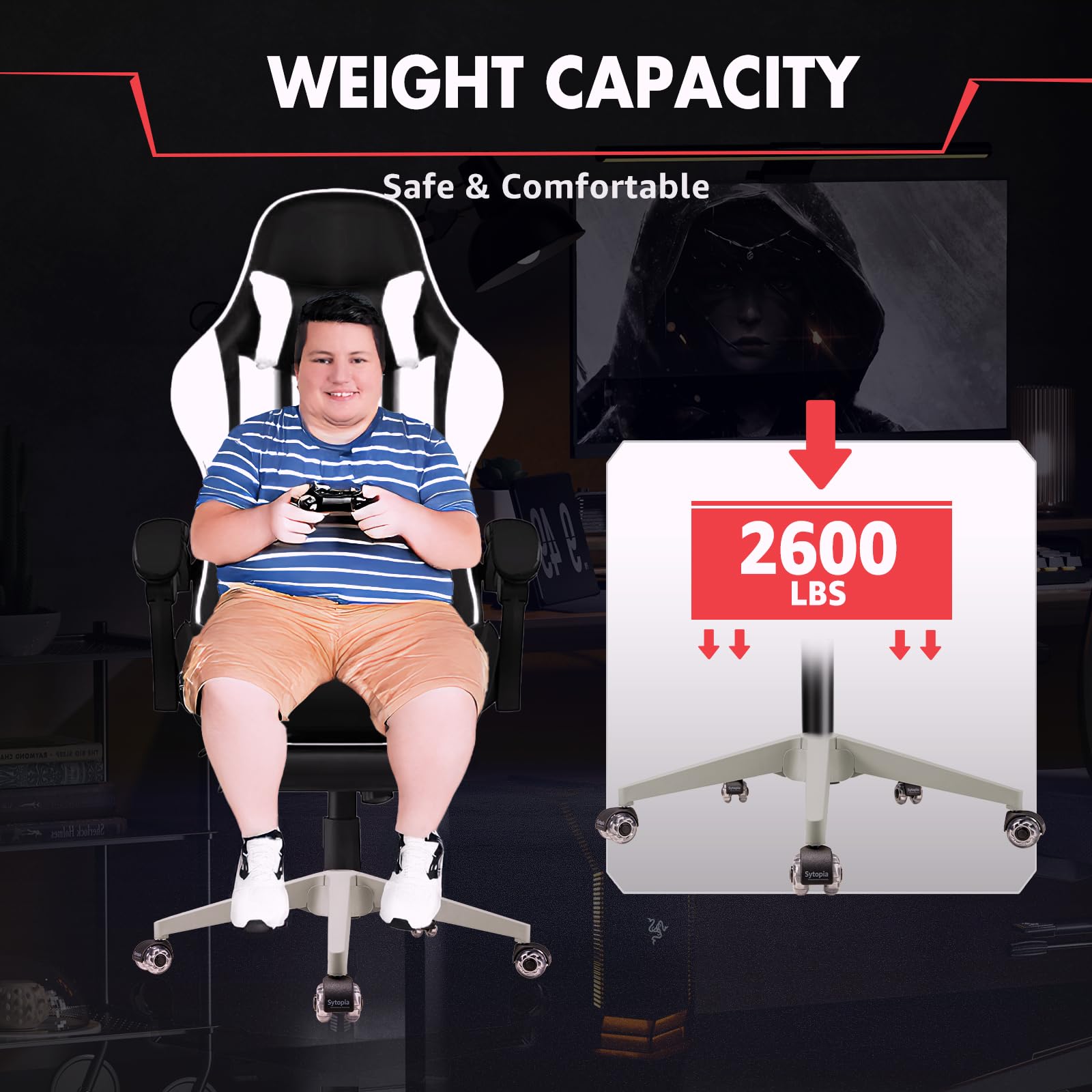 Sytopia Base di ricambio per sedia da ufficio da 71,1 cm, con ruote, set da 5, 1134 kg, resistente, ruote scorrevoli e silenziose, grigio