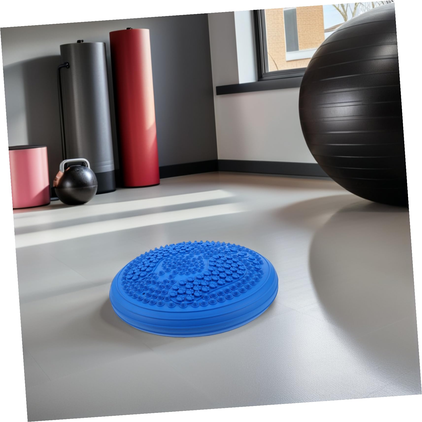 Alipis Coussin Air Équilibre Gonflable Rond avec Surface de Massage Point de Pression Tapis de Gymnastique Portable Épais pour Yoga Jogging Stationnaire et Rééducation à Domicile
