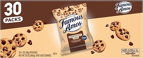 Famous Amos Classic Chocolate Chip Cookies, Bite-Size Crunchy Cookies, Sweet Tre