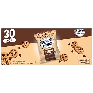 Famous Amos Original Recipe Chocolate Chip Bite-Size Cookies 30 Pack Box 30 oz