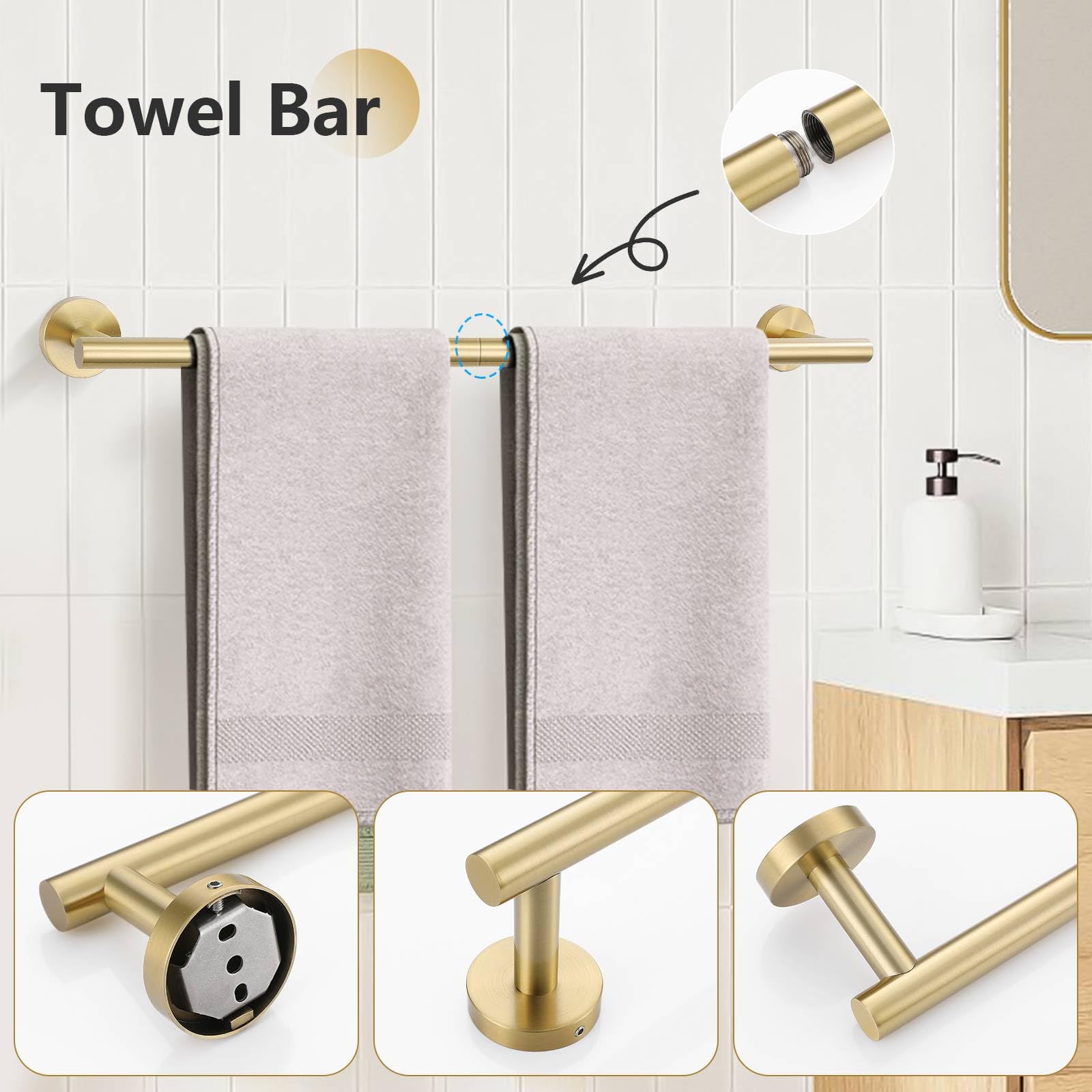 Set di accessori per il bagno in oro rosa Accessori per WC Portasciugamani Porta carta igienica Portasciugamani Accessori da bagno in acciaio inossidabile  13