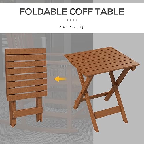 Miniatura 7 de Outsunny Juego de 2 mecedoras para exteriores con mesa auxiliar, mecedora de madera para patio con reposabrazos suaves, respaldo alto para jardín,
