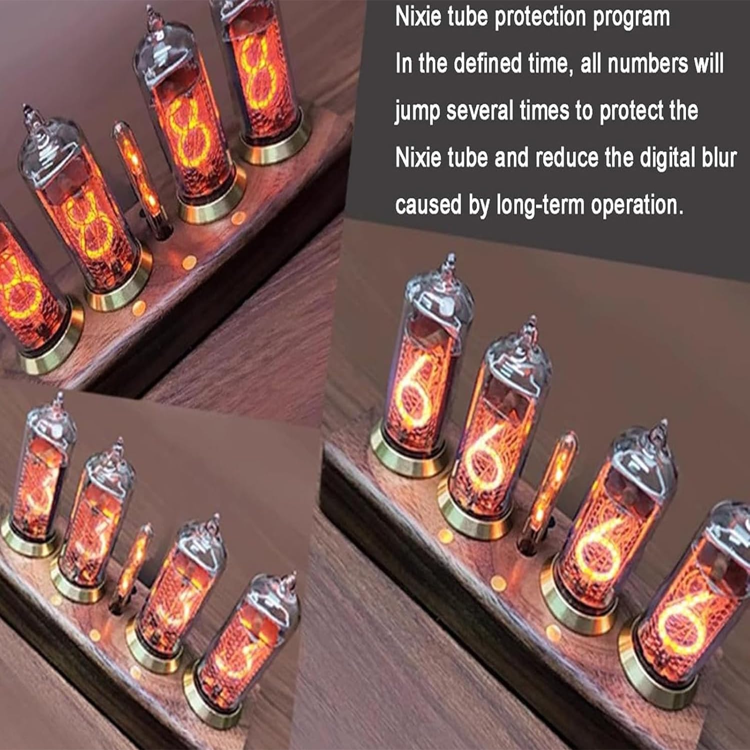 Nixie Tube zegar cyfrowy, zegar retro IN-14 z funkcją Bluetooth, wbudowany timer i regulowana jasność, do domu, sypialni i biura