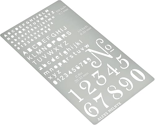 Miniatura 2 de Aleks Melnyk No.422 Plantilla de metal, letras minúsculas, normografo, pirografía, quema de madera, 1 unidad, plantilla, grabado de madera y