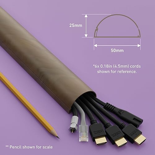 Miniatura 3 de Conducto para cable D-Line cubierta para pared, canal para ocultar y disimular cuerdas, cables y alambres, organización de cables L Grano de madera.