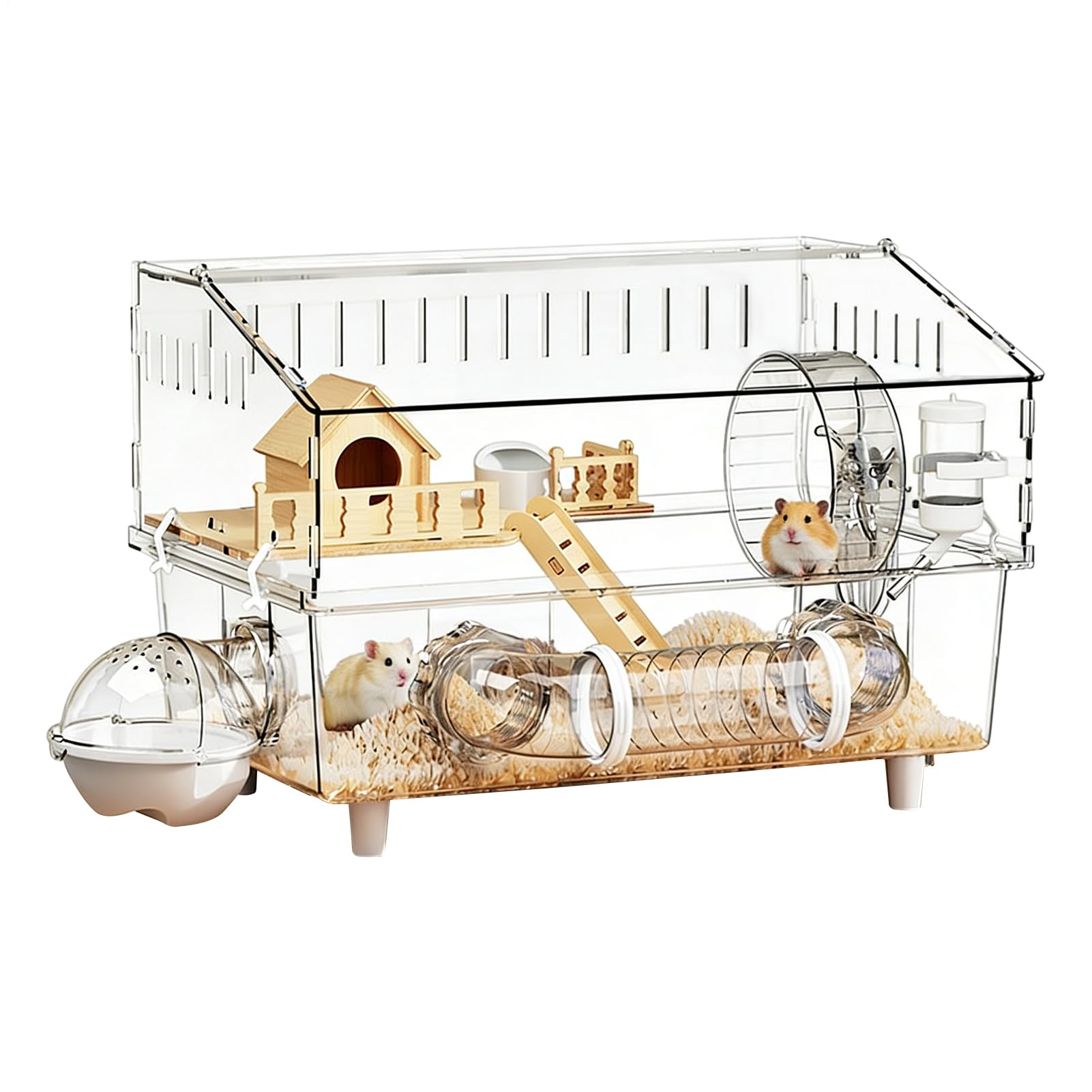 Hábitat para Hámster 45x30x34,3 cm Jaula Extraíble con Enriquecimiento | Jaula para Roedores para en Interiores, Exteriores, Viajes y Hogar