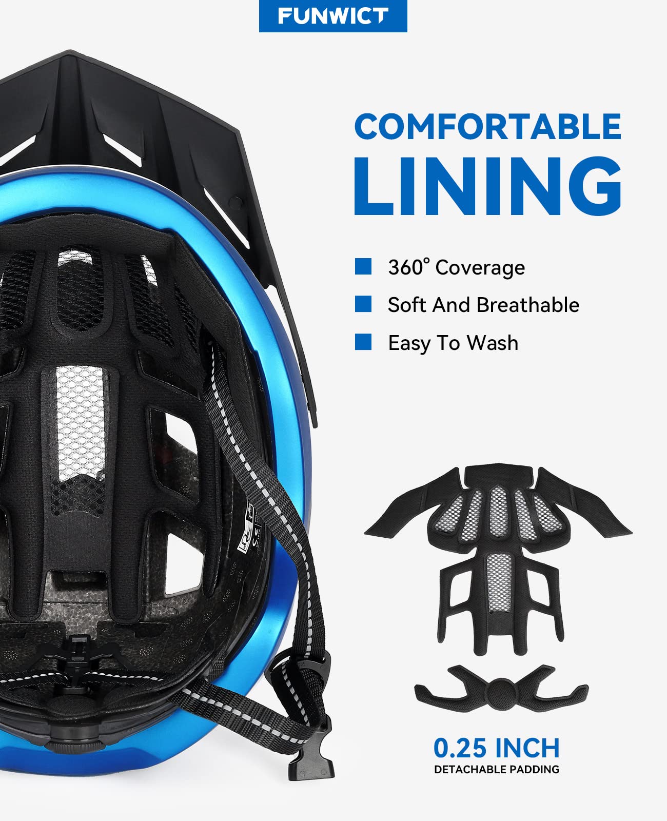 Kask rowerowy męski i damski, lekki kask rowerowy z magnetycznym wizjerem i ładowaniem przez USB, stylowy kask górski 57-61 cm, biało-czarny (M: 54-58 cm, Niebiesko szary)