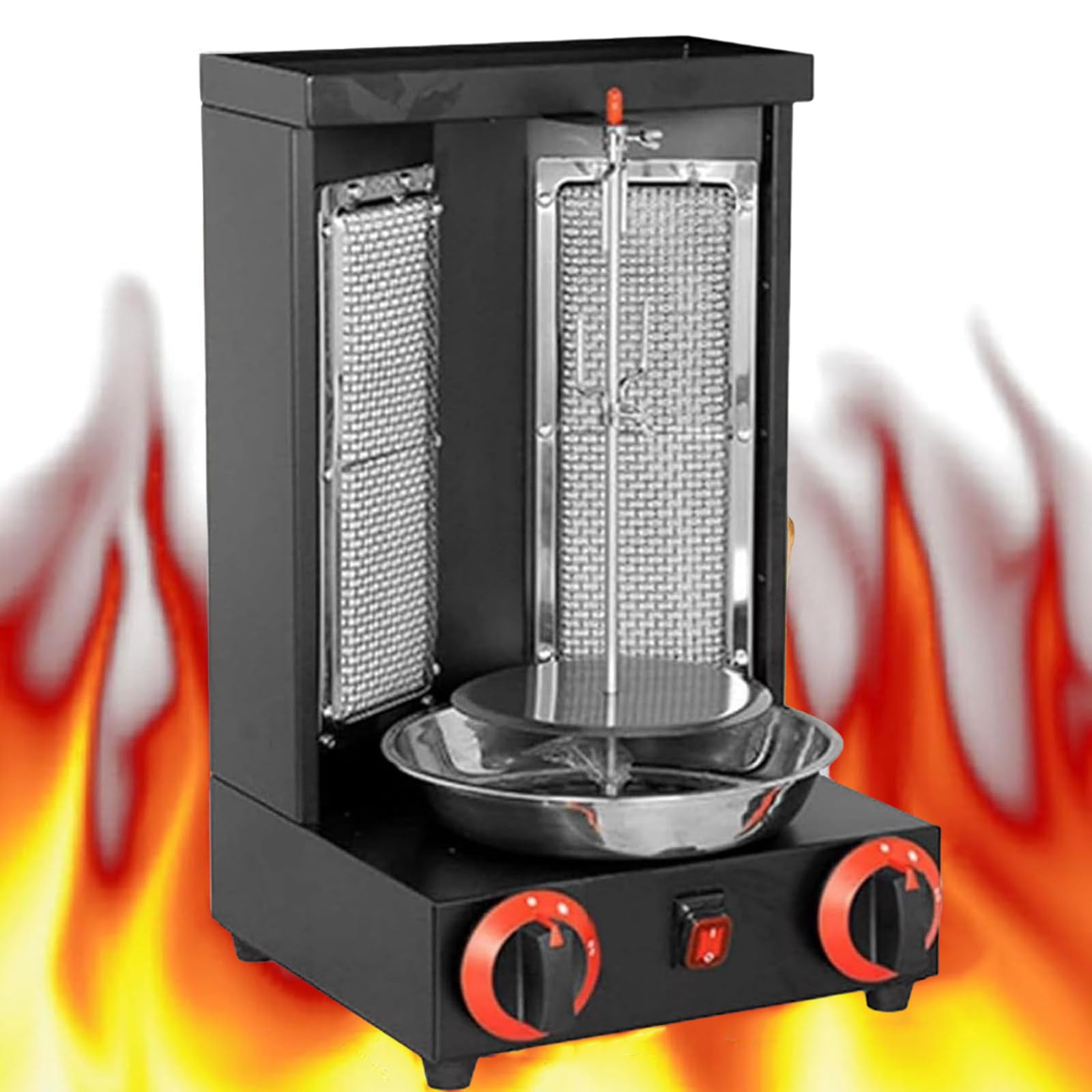 Elektryczny Grill Shawarmy, Gazowe Gyro Rotisserie, Gazowa Maszyna Shawarmy, Kontrola Temperatury 50-350°C, 3000W Wydajne Ogrzewanie, Równomierne Ogrzewanie, Użytku Komercyjnego I Domowego 黑色的