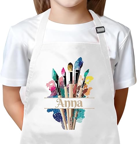 Personalized Kids Apron for Painting with Custom Name - Custom Artist Apron for Painting, Craft - Gift for Boys & Girls 3-13