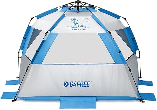 Miniatura 7 de G4Free Tienda de campaña de playa fácil de instalar de lujo, XL, refugio solar desplegable para 3-4 personas con protección UPF 50+ sombra de playa