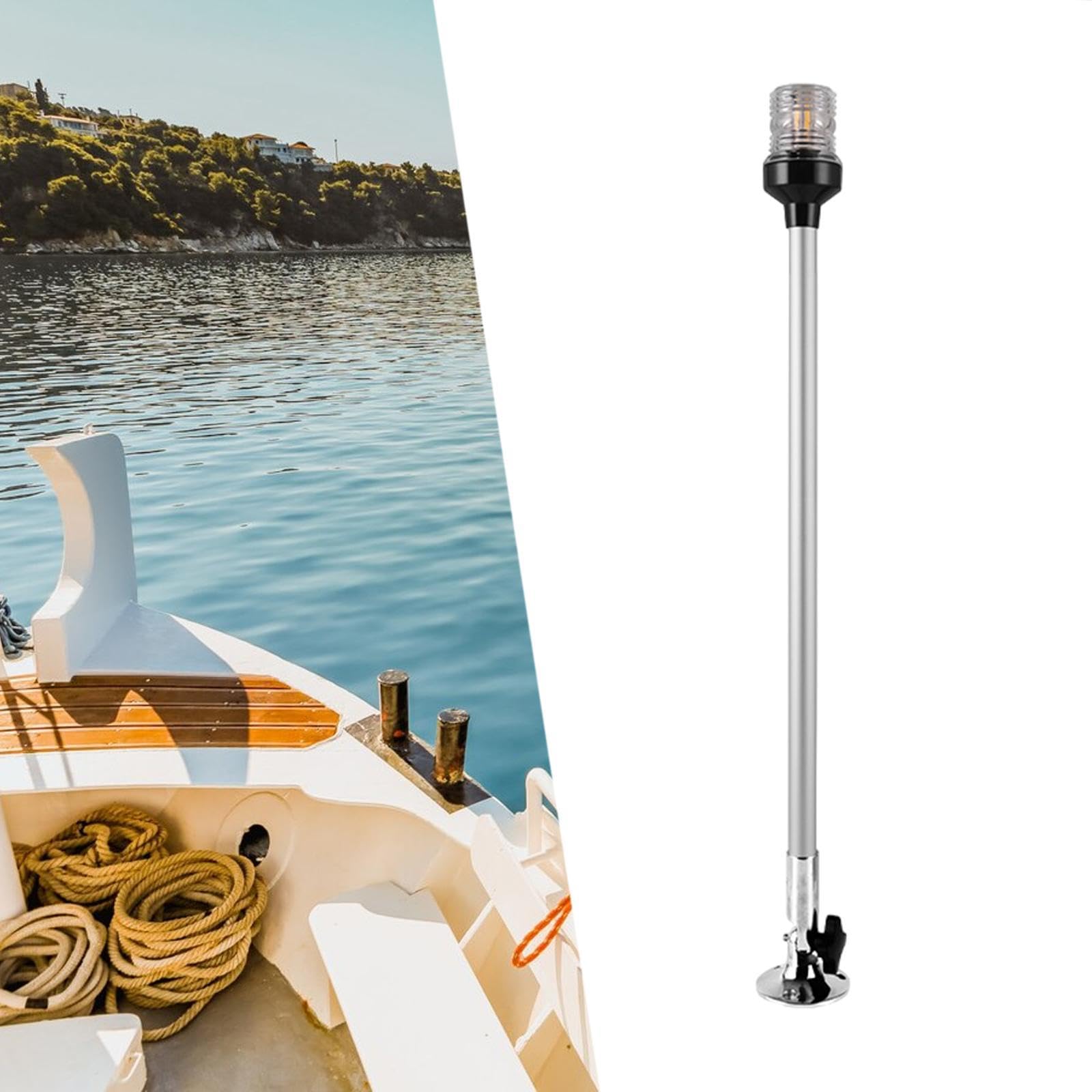Feu de Navigation Marine Feu de poupe de Bateau, 3 W résistant à la Chaleur, éclairage à 360 degrés, Base en Acier Inoxydable, éclairage Tout Autour