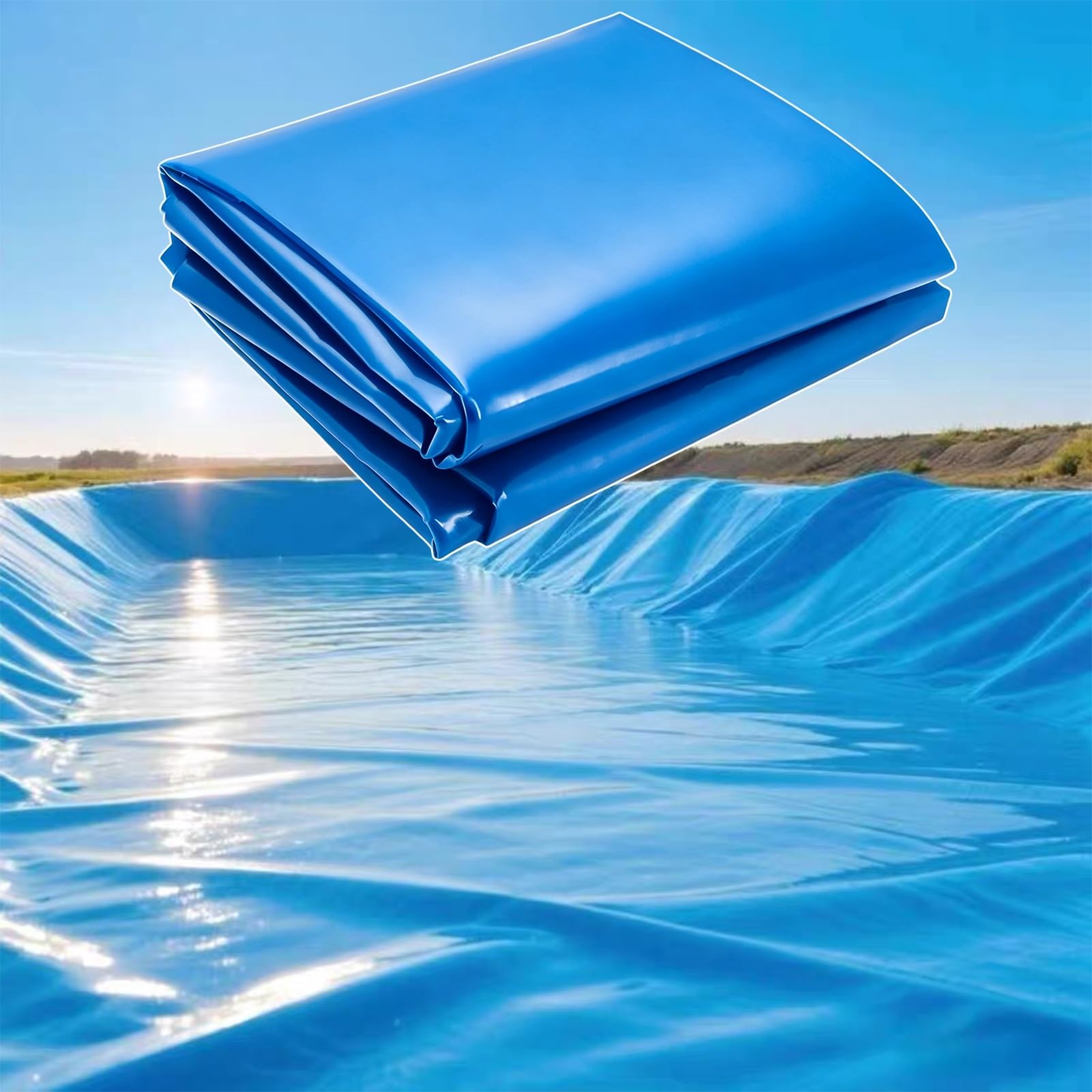 Yopappol Compact Blue Waterproof Pond Liner, 5x9m 6x10m 7x12m 10x10m 10x15m HDPE Large Size Pond Underlayment, Flexible Membrane for Koi Pond, Water Garden & Water Storage(1x10m(3.3x32.8ft))