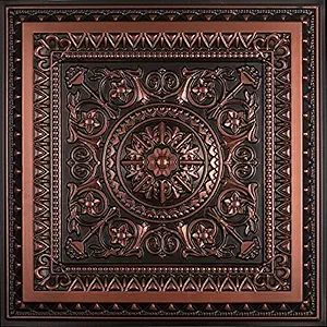 La Scala-Faux Tin Ceiling Tile - Antique Copper 25-Pack