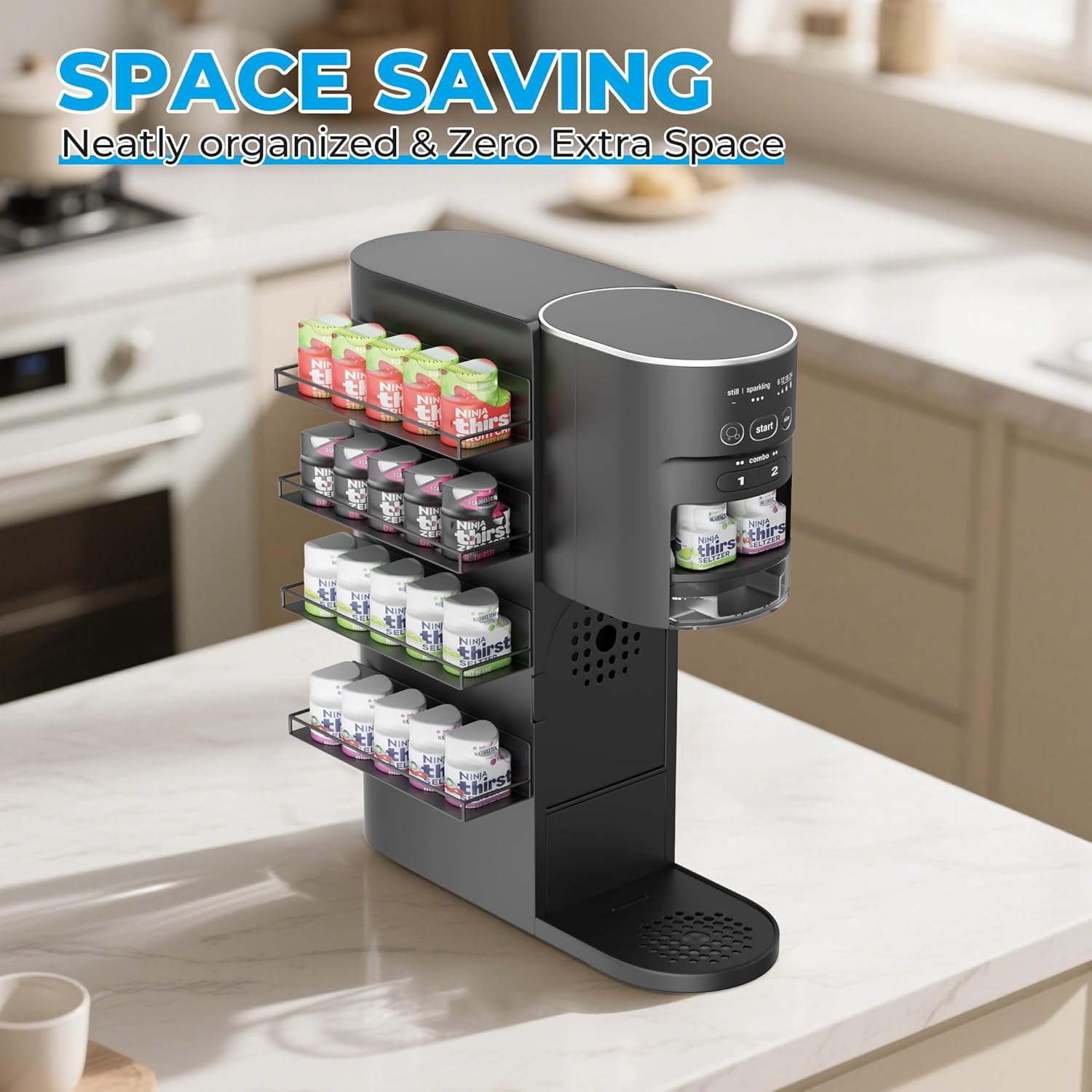 Flavor Pods Holder for Ninja Thirsti, 4-Pack Stackable Organizer Holds 20 Pods Storage Rack for Ninja Thirsties Drink System Soda Machine Syrup Holder Accessories