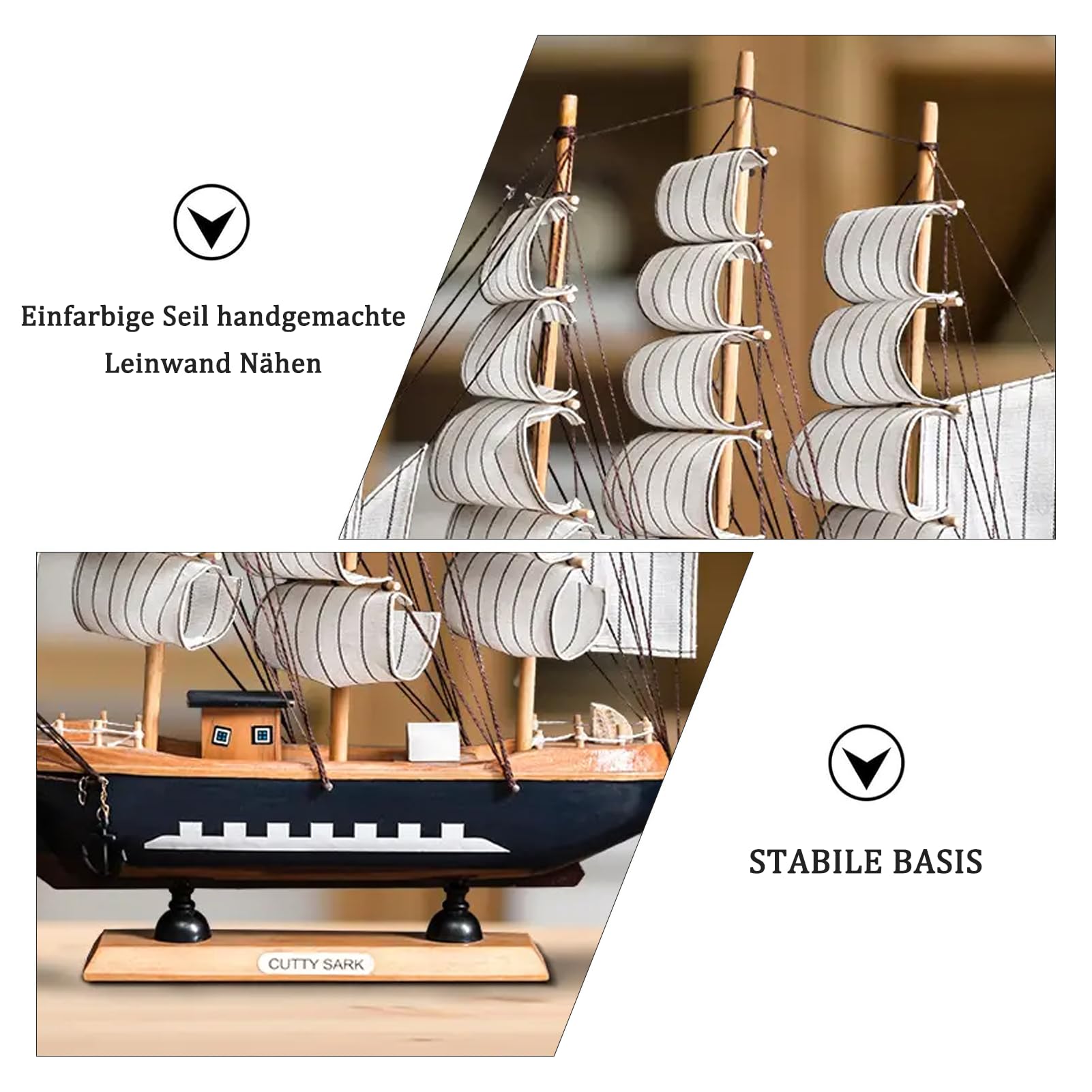 Syfunlv Bois Nautique Maquette De Voilier, Modèle de bateau à voile en bois, Voilier en Boi Decoration, 32x6x32 cm, Fait à la main, pour Accessoires Photo et Décoration d'intérieur, Style Nordique