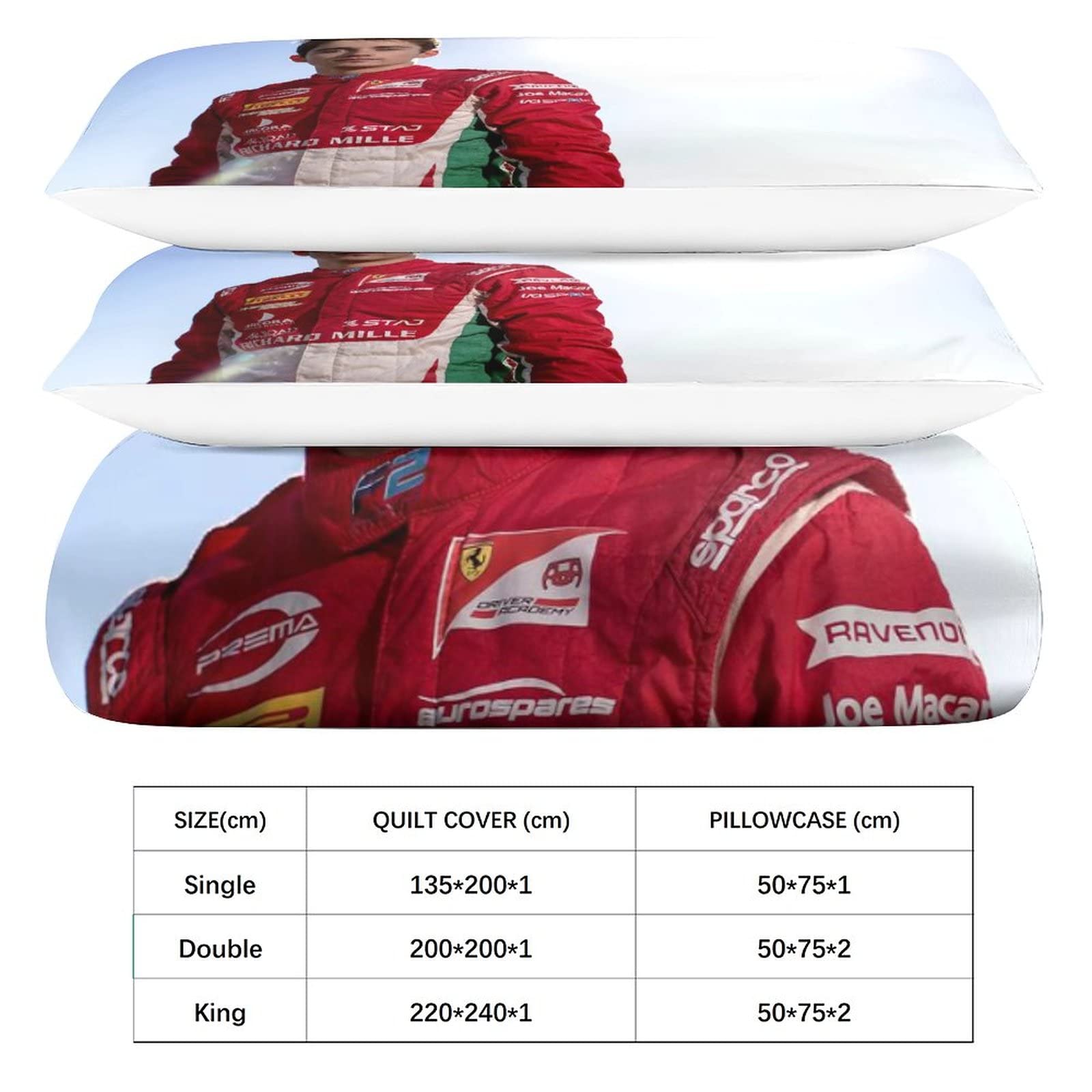 CHENGHUO Leclerc F1 Drivers - Parure de lit pour enfant - Housse de