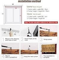 Vista 7 de Cortina de junco, enrollable de bambú, persianas romanas, cortina de bambú natural, persianas inalámbricas, para balcón, patio, ventana y partición