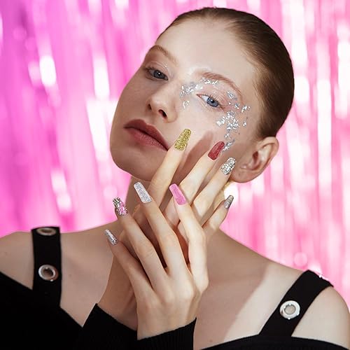 Miniatura 7 de Kit de uñas de poligel con lámpara UV, 12 brillos y 2.3 fl oz, kit de iniciación de gel de uñas de poliéster transparente para extensión de uñas de