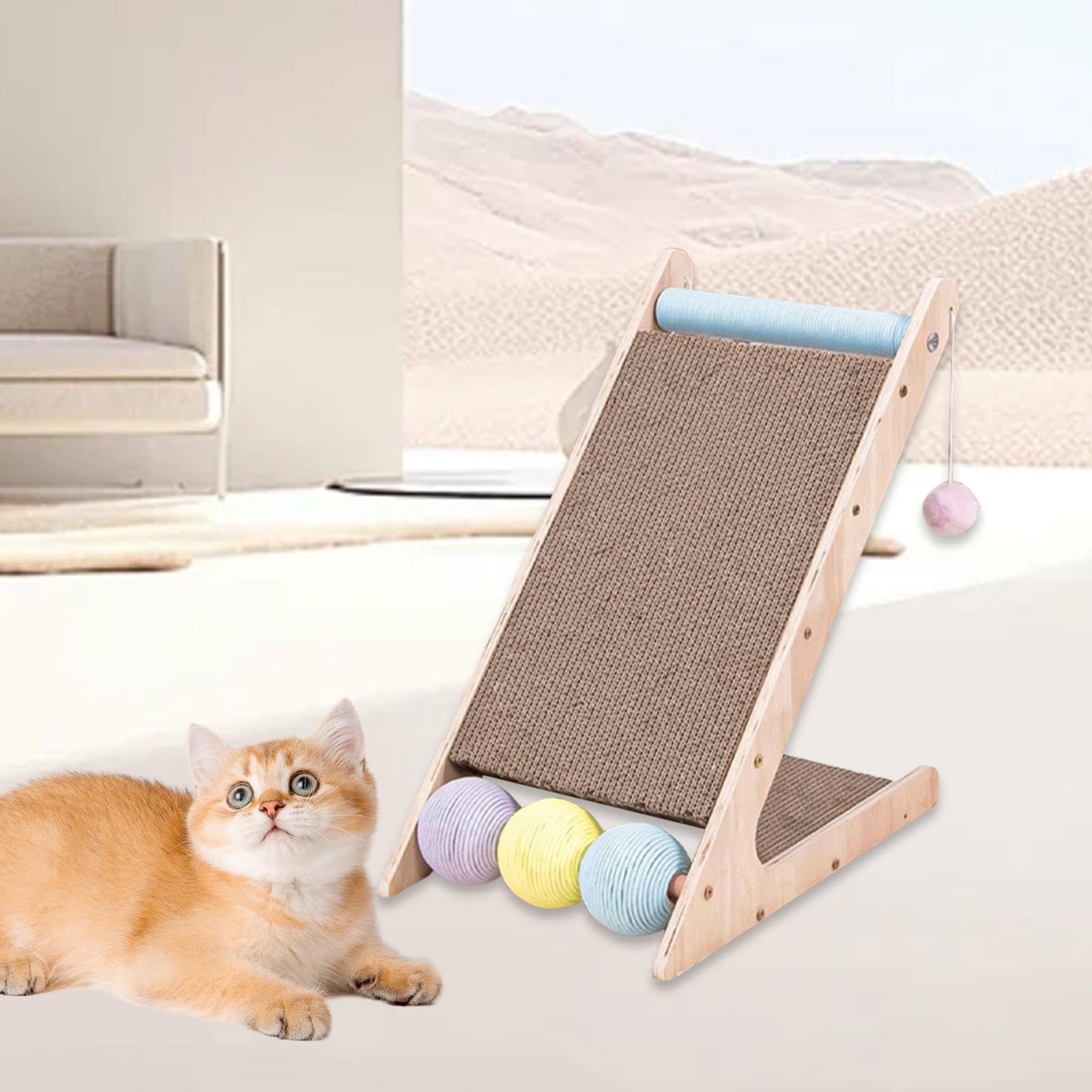 Rampa Rascadora para Gatos, Rascador para Gatos después de Rascar, Placas Rascadoras, Pelotas de Juguete para Afilar Las, para Gatos Pequeños, 438cmx275cmx445cm