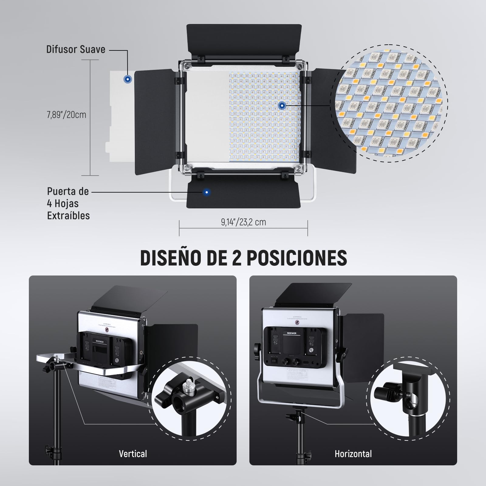 NEEWER 2 Pack 660 Pro RGB PANEL LED Video Luz con App Control Soporte Kit 360° Full Color 50W Dimmable Bicolor 3200K~5600K Video Iluminación CRI 97+ para Gaming/Streaming/Zoom/Youtube/Webex/Fotografía