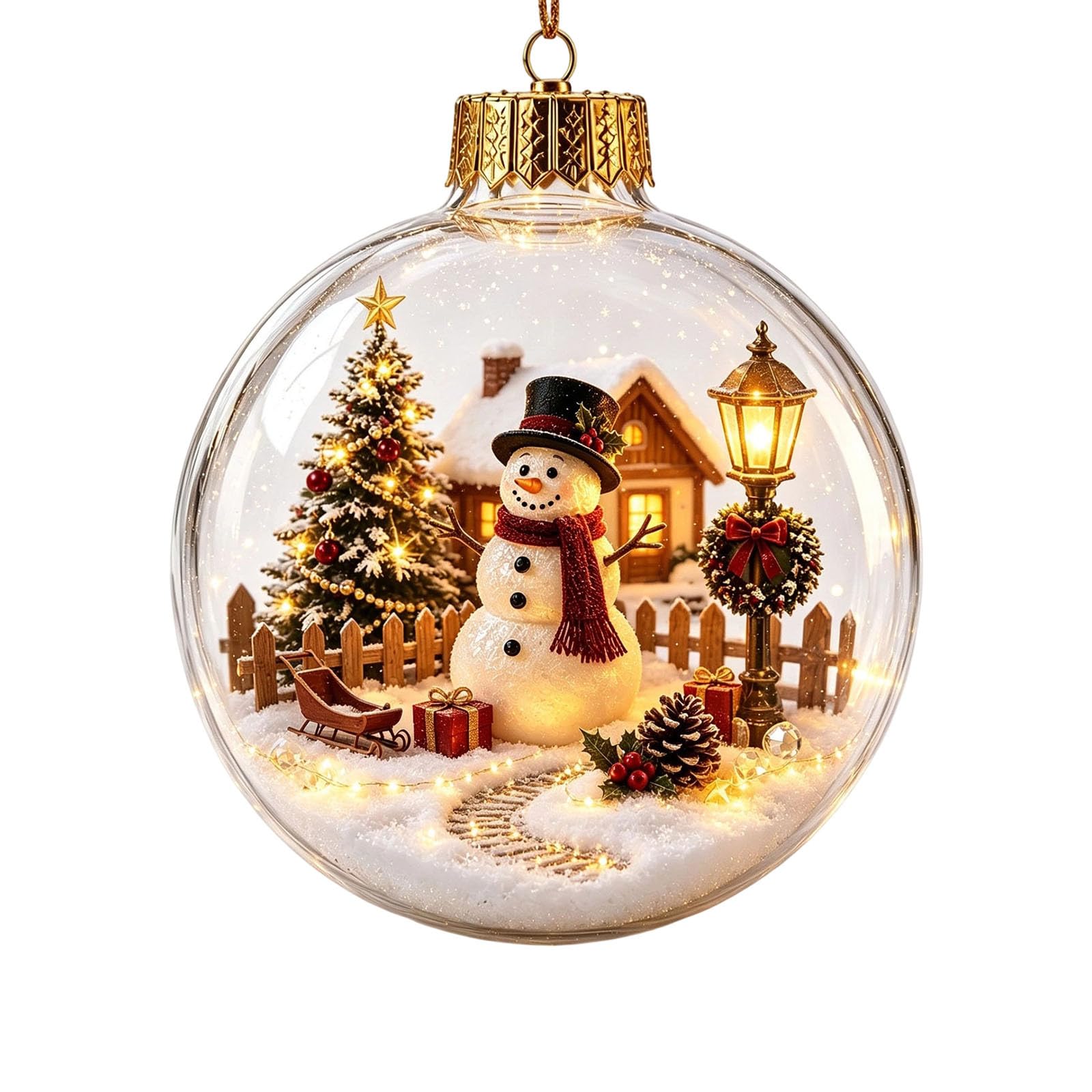 Glowing Christmas Story Ornament, Light-Up Mini Holiday Scene Baubles