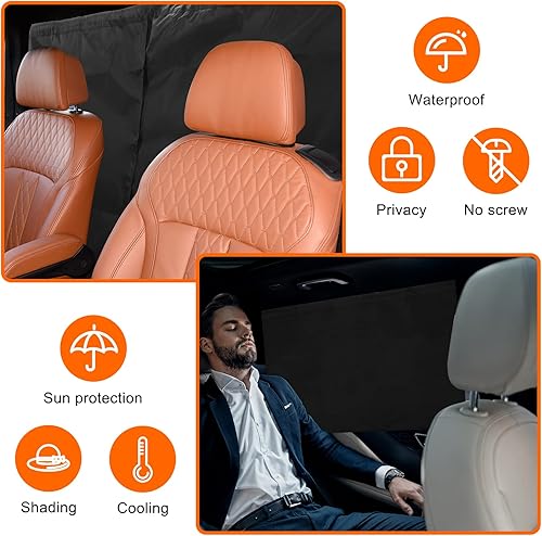 Miniatura 4 de Coldairsoap - 3 cortinas divisoras de automóvil cortinas de privacidad - 1 asiento trasero y 2 cortinas divisoras de ventanas laterales cortinas de