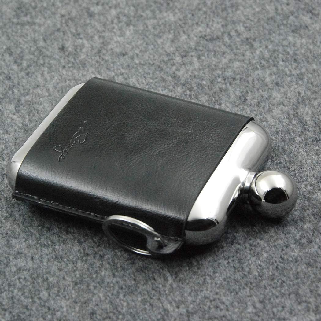 6oz Rectangle Hip Flask with a Detachable Leather Pouch-YM605