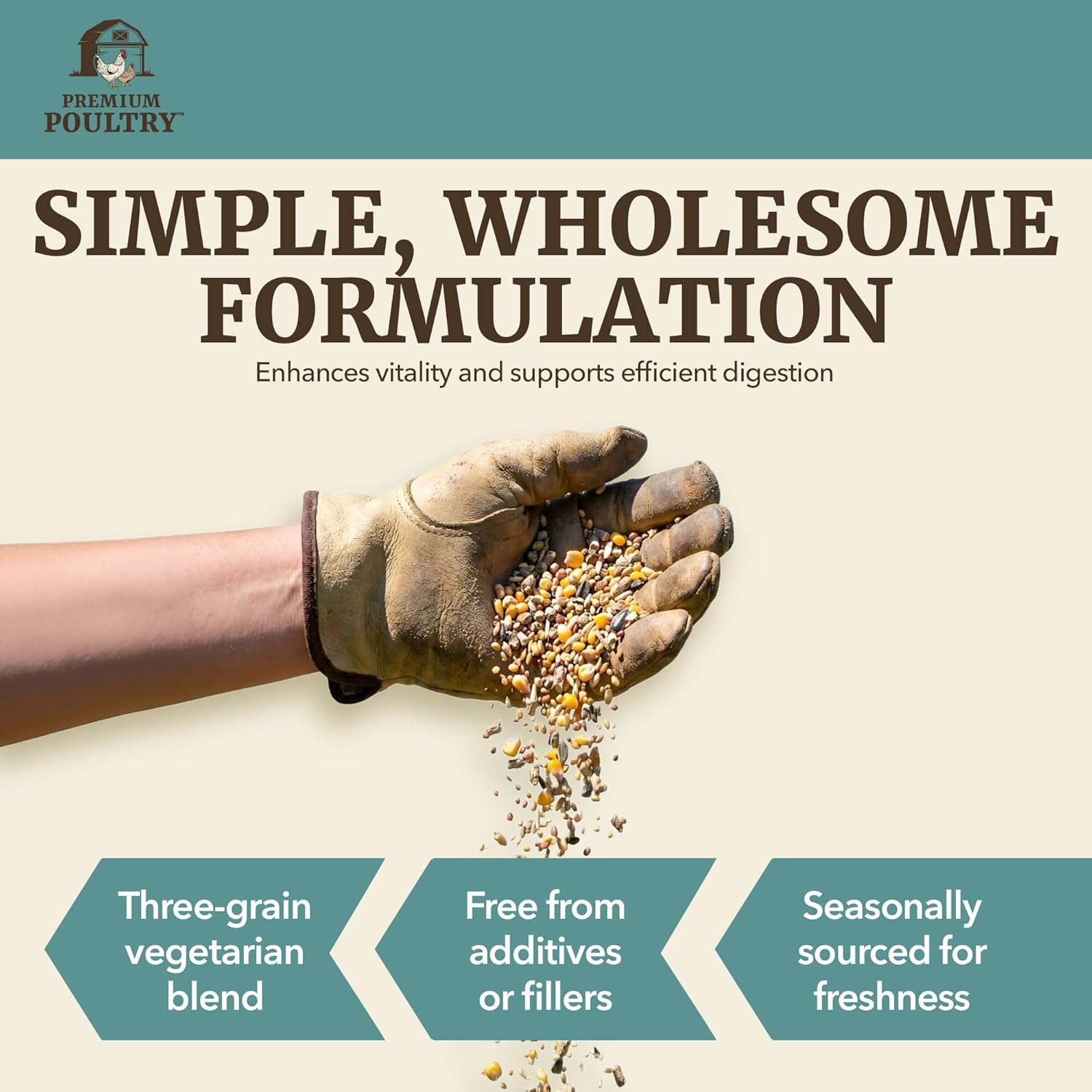 Scratch Grain for Adult Chickens, Ducks, and Turkeys, Vegetarian Mix of Three Grains, Training Aid & Natural Foraging, 40 Pounds