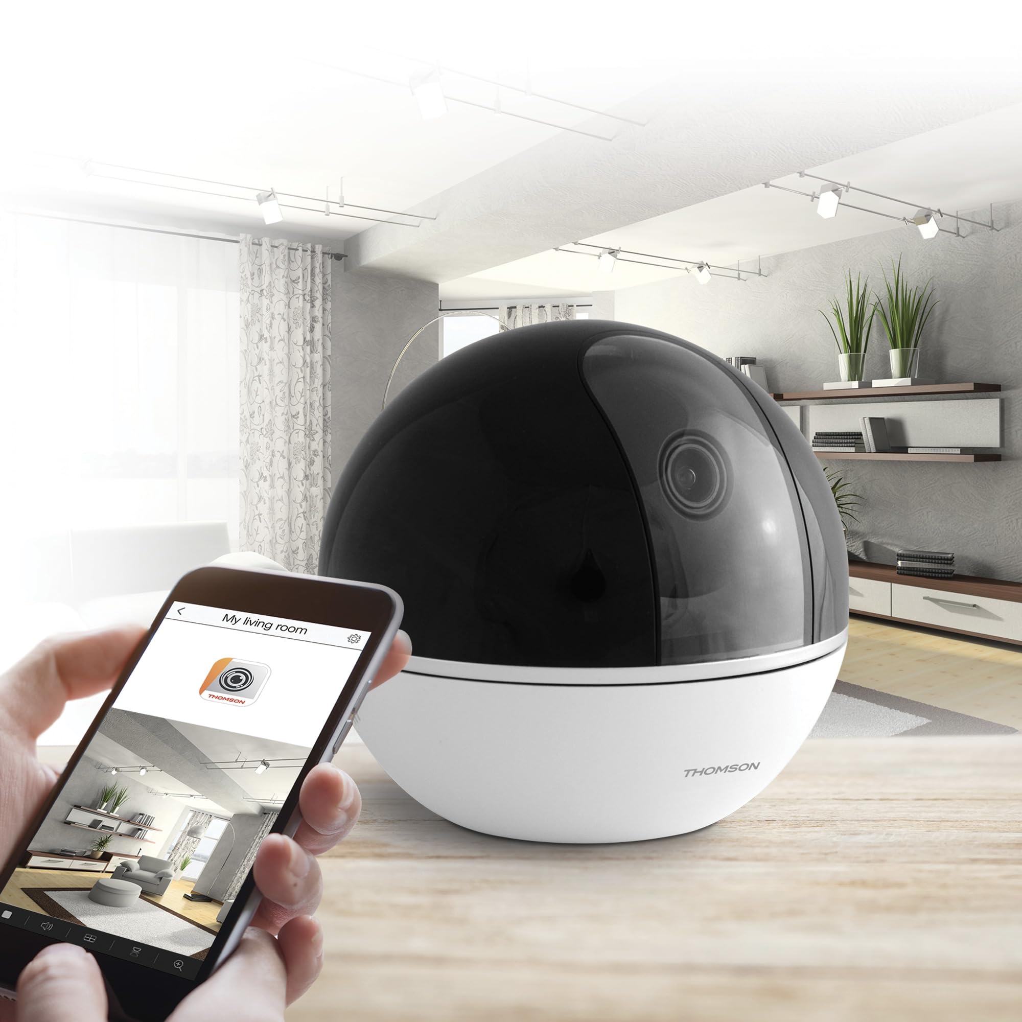 Thomson - Camera - Motoris Indoor, instalacja jest "Plug&Play", łatwa i szybka za pomocą QRCode, włożonej karty microSD (nie dołączona) - 512501