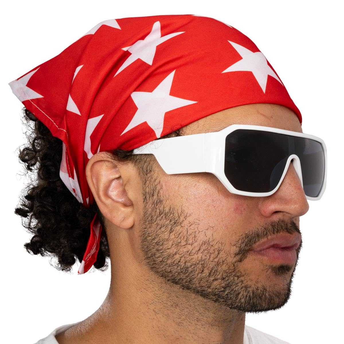 Costume Agent Macho Man Star Printed Costume Bandana and Glasses Set (Red)