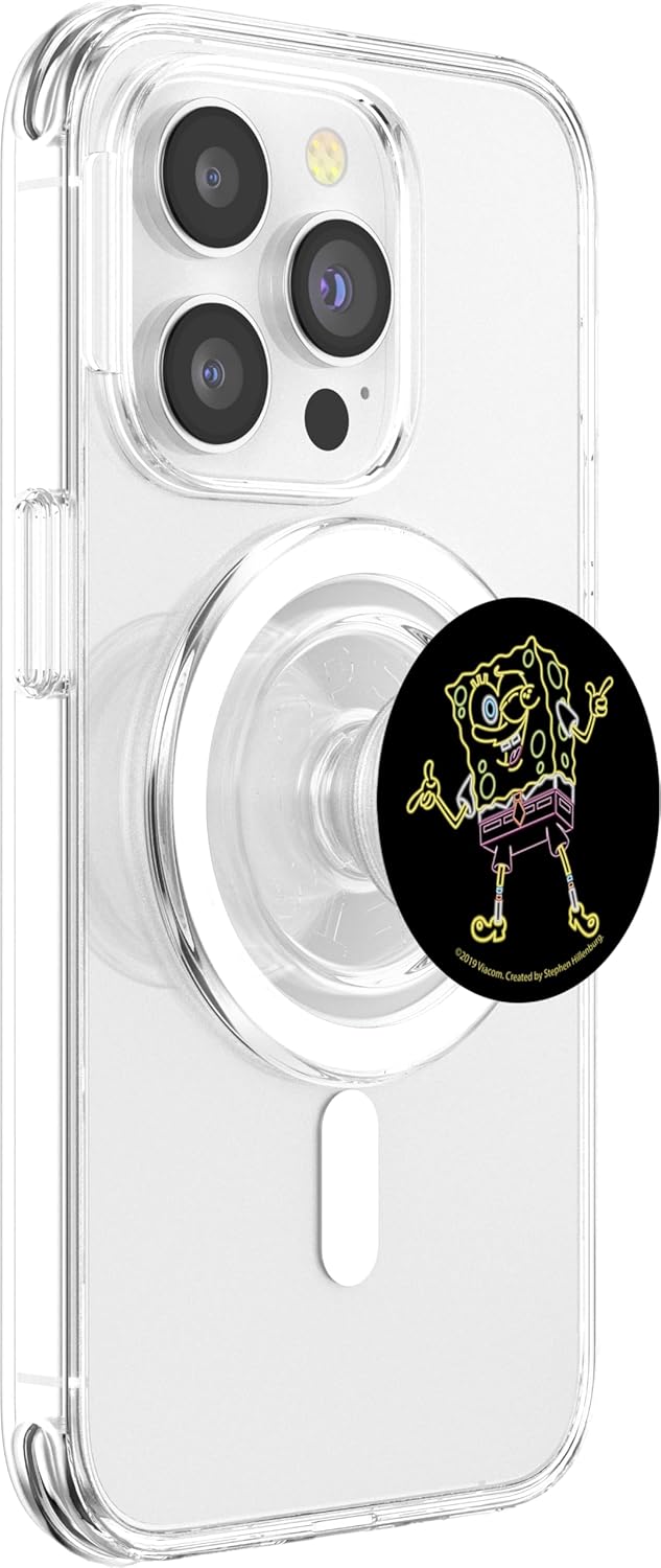SpongeBob SquarePants Neon Outline PopSockets MagSafe PopGrip for iPhone