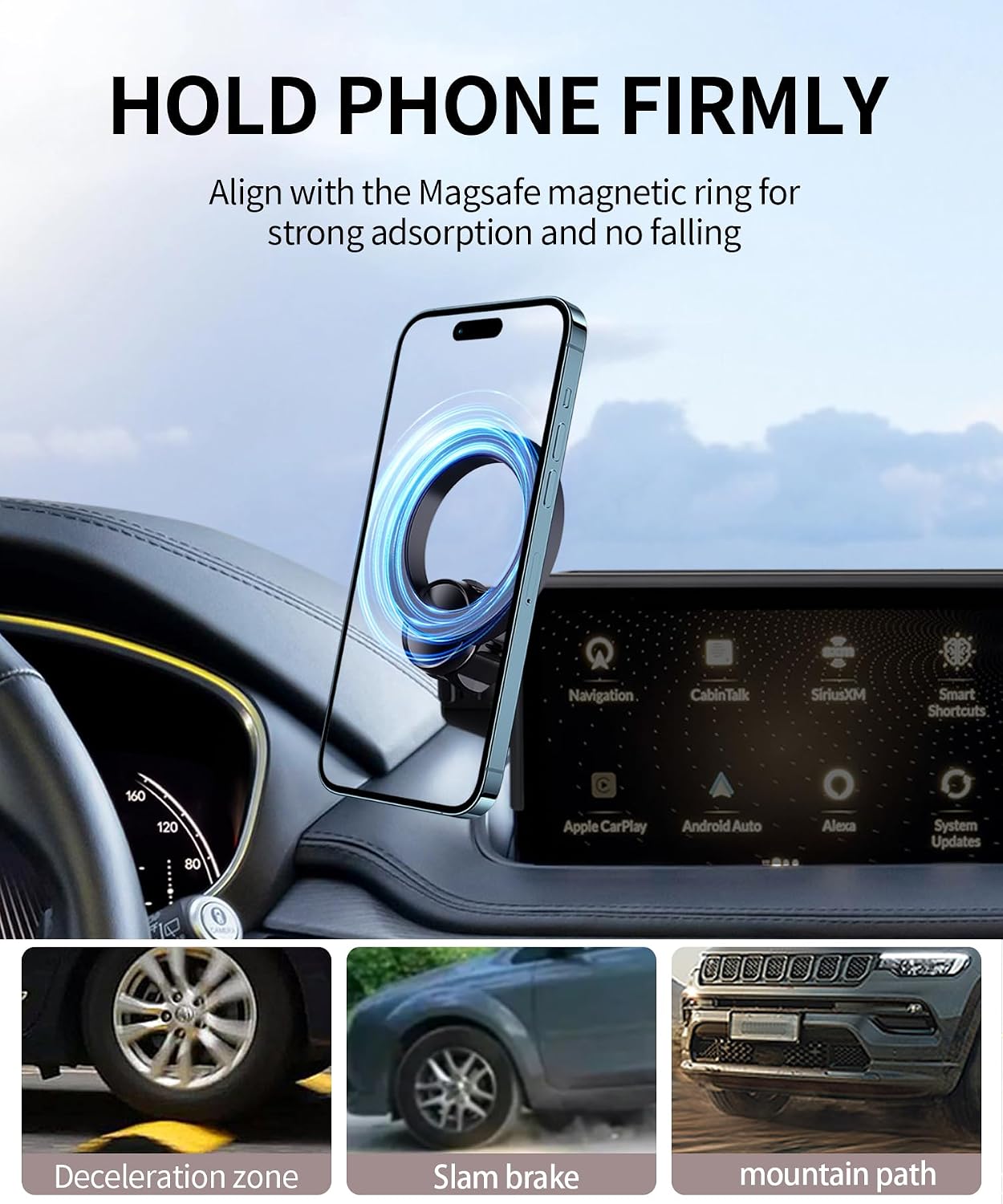 Car Phone Holder for 2025 2026 Acura MDX Accessories 12.3-Inch Screen Fixed Clip, 360° Rotation Phone Mount Compatible with MagSafe, Cell Phone Holder Does Not Affect Air Vent