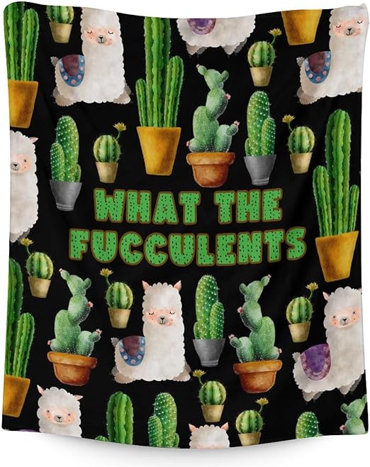 Cactus Throw Blanket - Soft, Fuzzy & Warm - 50x60 Inches Flannel Blankets for Living Room, Sofa - Black Aesthetic Throws Gift for Teens