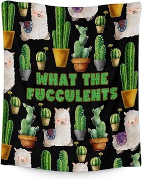 Cactus Throw Blanket - Soft, Fuzzy & Warm - 50x60 Inches Flannel Blankets for Living Room, Sofa - Black Aesthetic Throws Gift for Teens