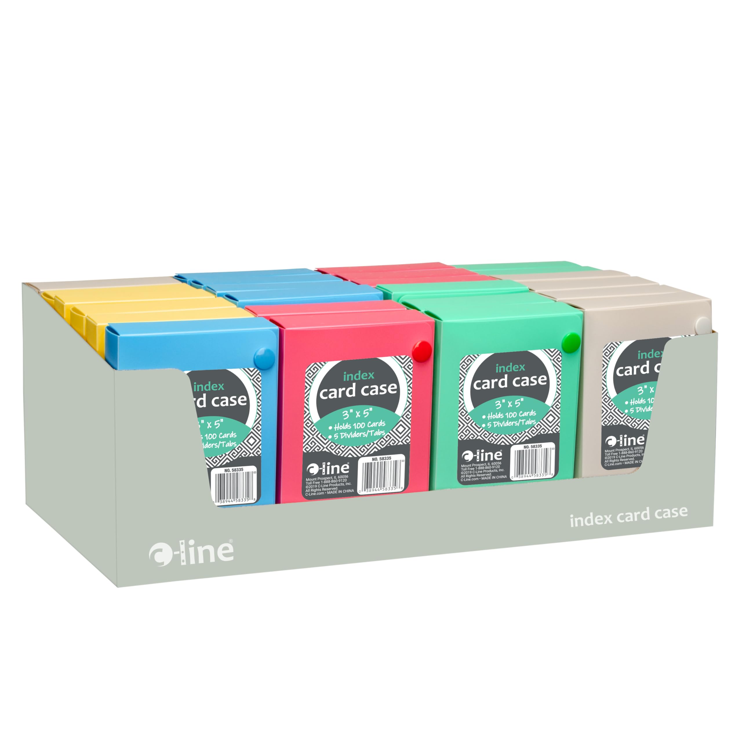 Line Index Card Case, verschiedene Farben Poly (24 Behälter) for 3 x 5-Inch Cards