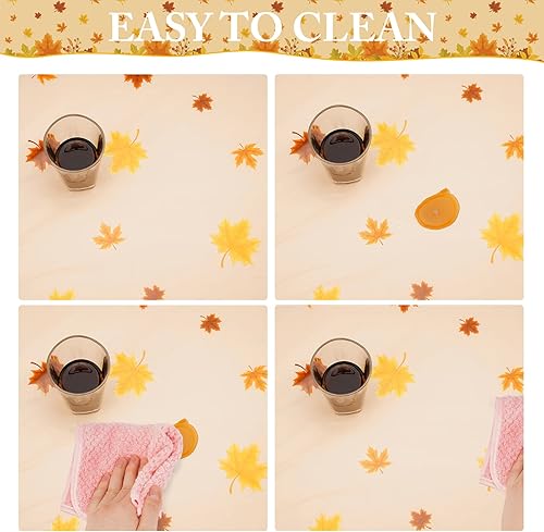 Miniatura 4 de Mantel de plástico de Acción de Gracias de 54 x 108 pulgadas, paquete de 2 manteles desechables de calabaza de otoño, mantel rectangular de otoño