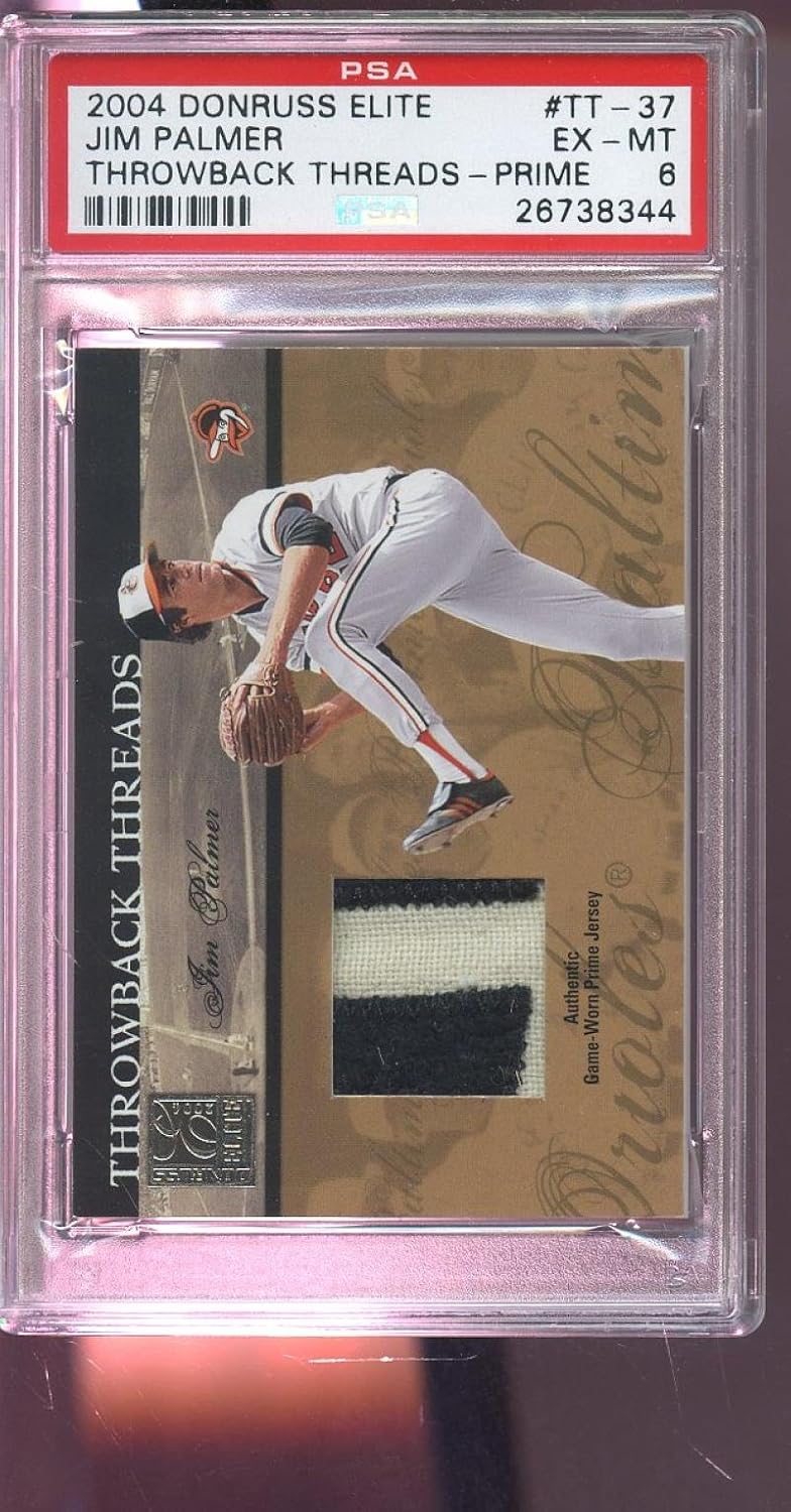 2004 Donruss Elite Throwback Threads Jim Palmer Game-Used Jersey Card PSA 6 Worn