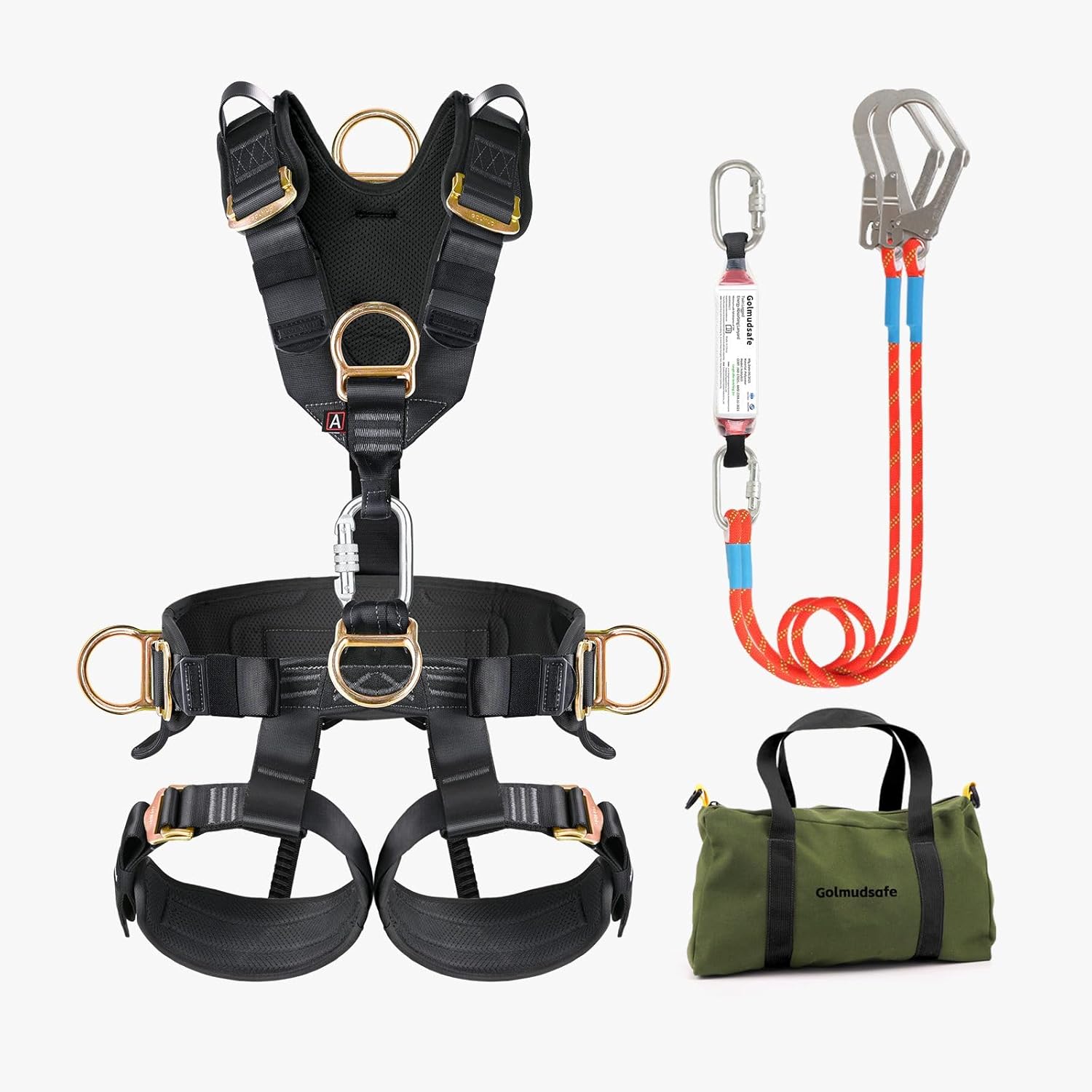 Safety Harness Fall Protection,Roof Harness Safety,Climbing Harness,Safety Harness for Construction,Upgraded Removable Cushion Bag and Rope（1 Pack
