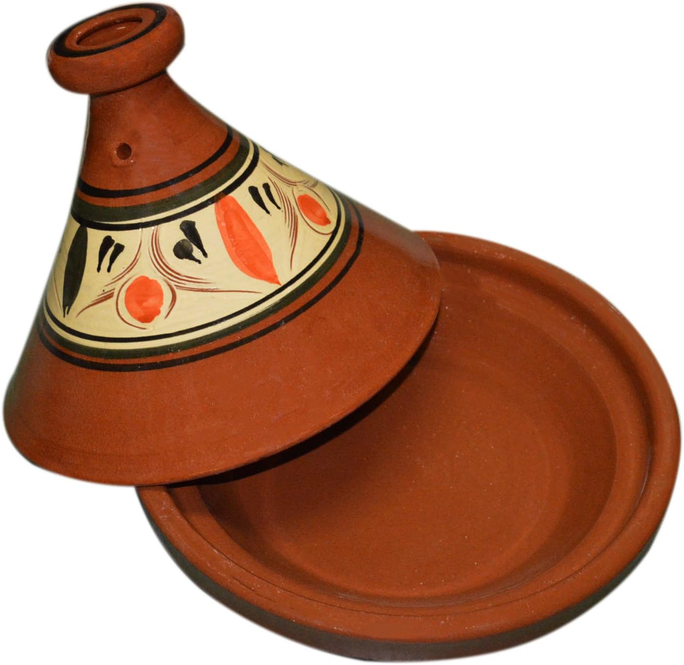 Treasures Of Morocco Moroccan Cooking Tagine, Traditional, Handmade, 10 Inch Diameter, Red, Clay, Round, With Lid