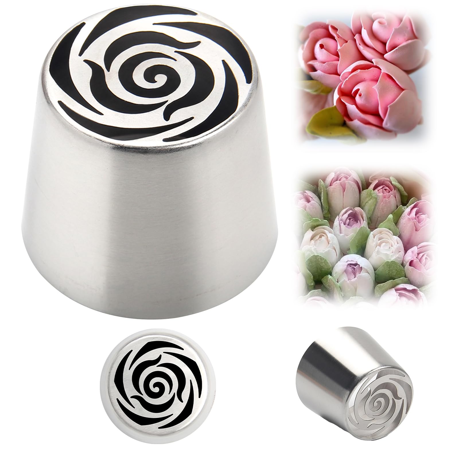 Russische Spritztüllen, extra groß, Edelstahl-Rosen-Spritztüllen für Kuchendekoration, Zuckerguss, Sahneblumenstrauß, DIY Kekse, Desserts, Backwerkzeuge (XXL, 10 A)
