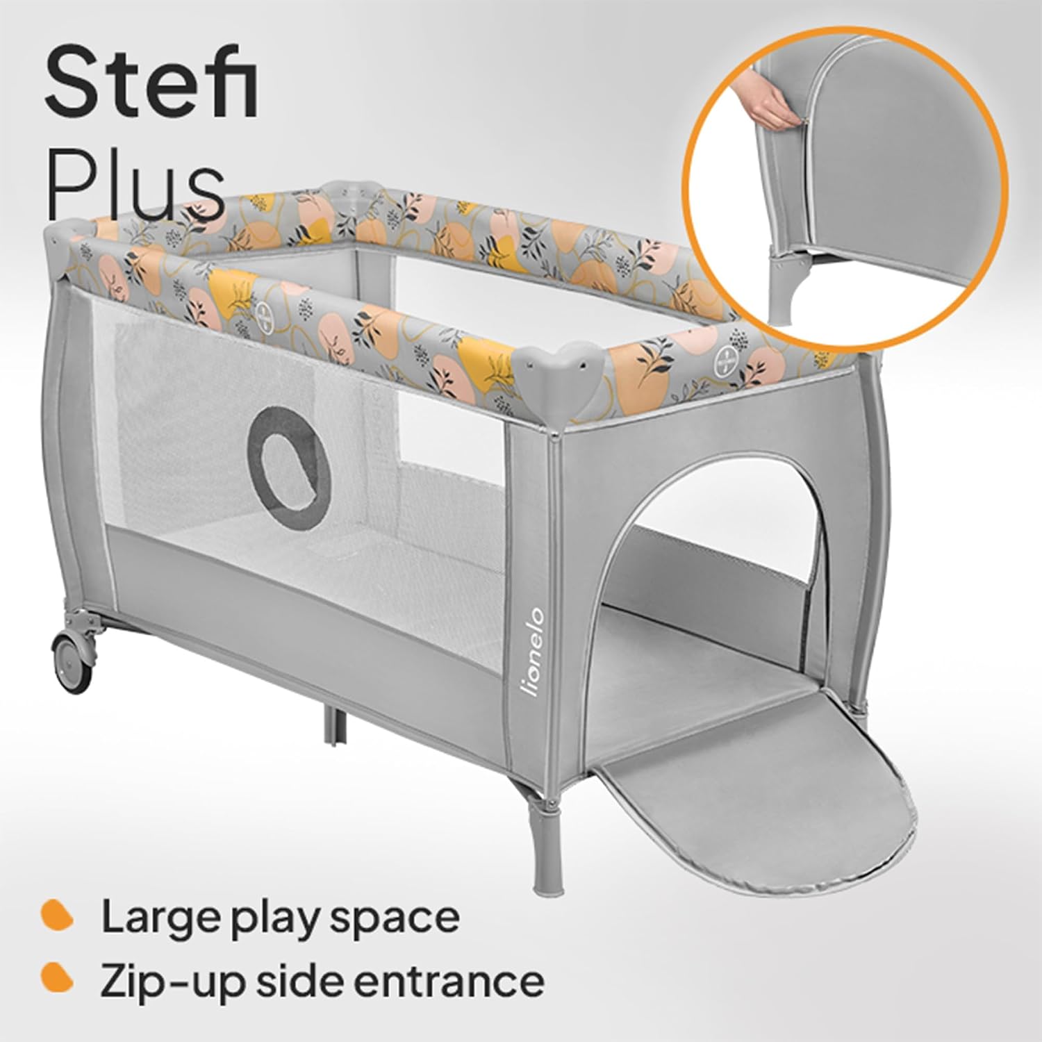 Stefi Plus Travel Cot and Playpen from Birth (LO-STEFI PLUS PINK YELLOW U… thumbnail 8