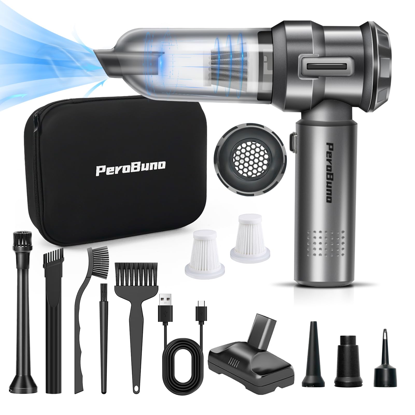 PeroBuno Car Vacuum Cleaner High Power, 18KPa Powerful, 35 Mins Runtime