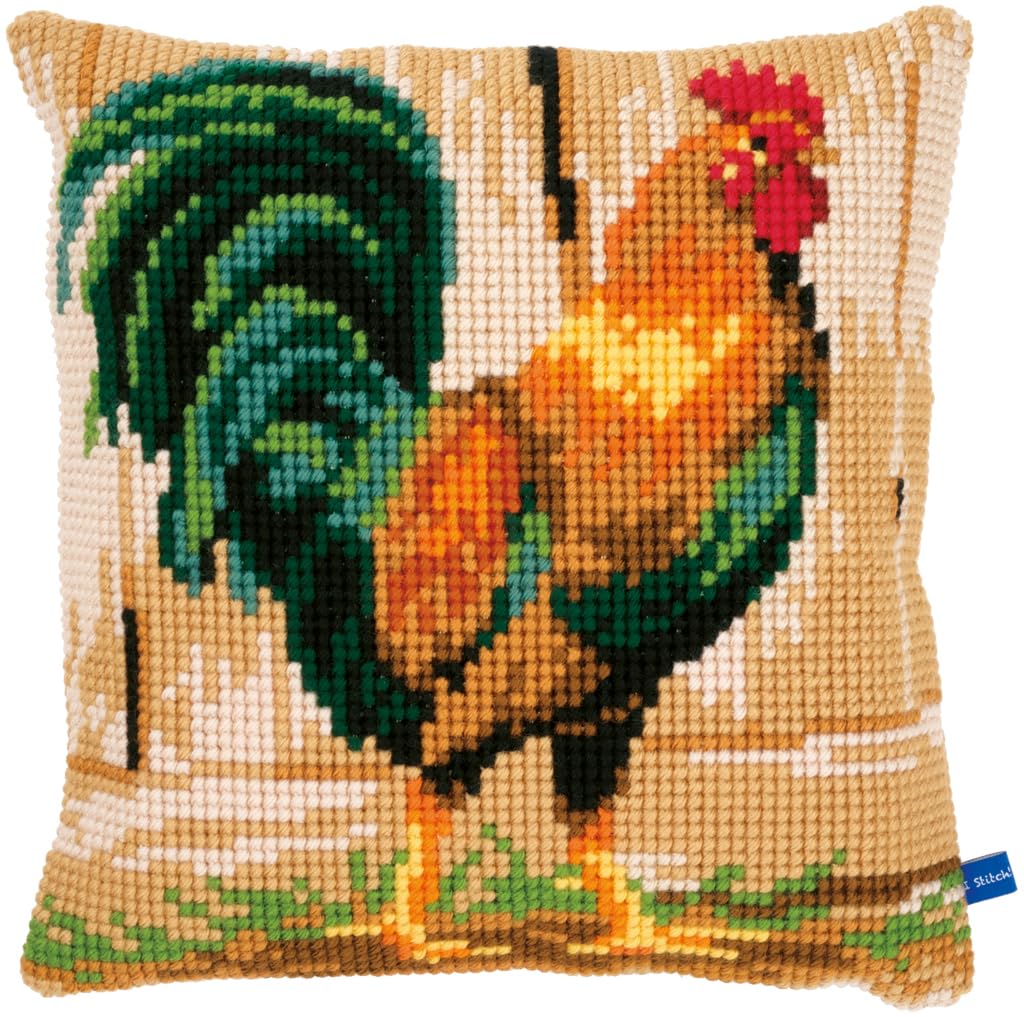 Vervaco Cross Stitch Cushion: Rooster, Multi-Colour