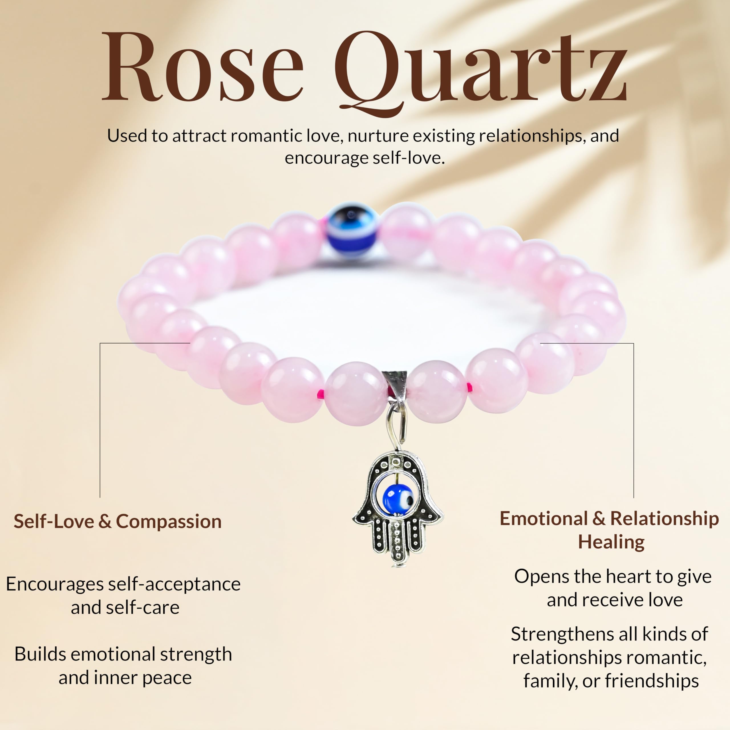 Crocon House Warming Gifts & Vastu Items – Rose Quartz Tree with Quartz Base, Rose Quartz Bracelet & Seven Chakra Pendant – Crystal Healing Gifts for Women, Bedroom Decor, Wedding Gift for Couples