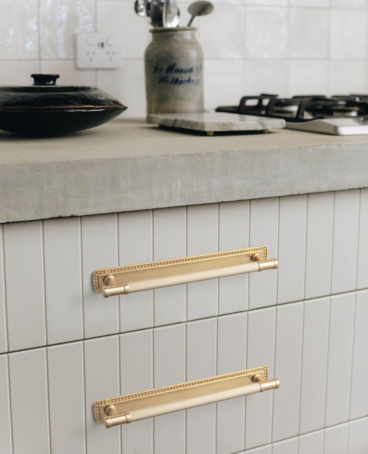 Goo-Ki 5.04" c-c Champagne Bronze Cabinet Pulls with Back/Base Plate Zinc Alloy Kitchen Hardware - 2 Pack Modern Bar Drawer Pulls Cabinet Handles with Spacer