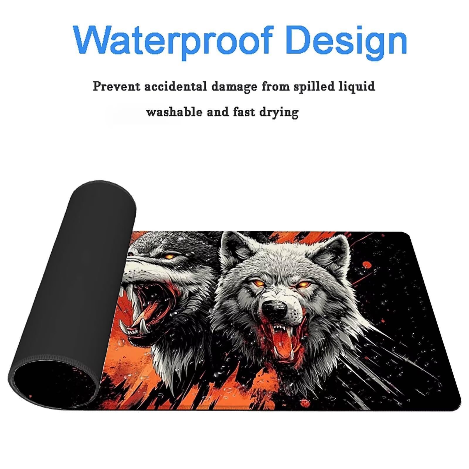 Tappetino Mouse Gaming, 1200x600mm Tappetino Mouse XXL nero 0c0-328 | Mouse Pad Grande, Ottimizzato per i Sensori da Gioco, Migliora Precisione e Velocità, per Mac e PC, lupi (6)