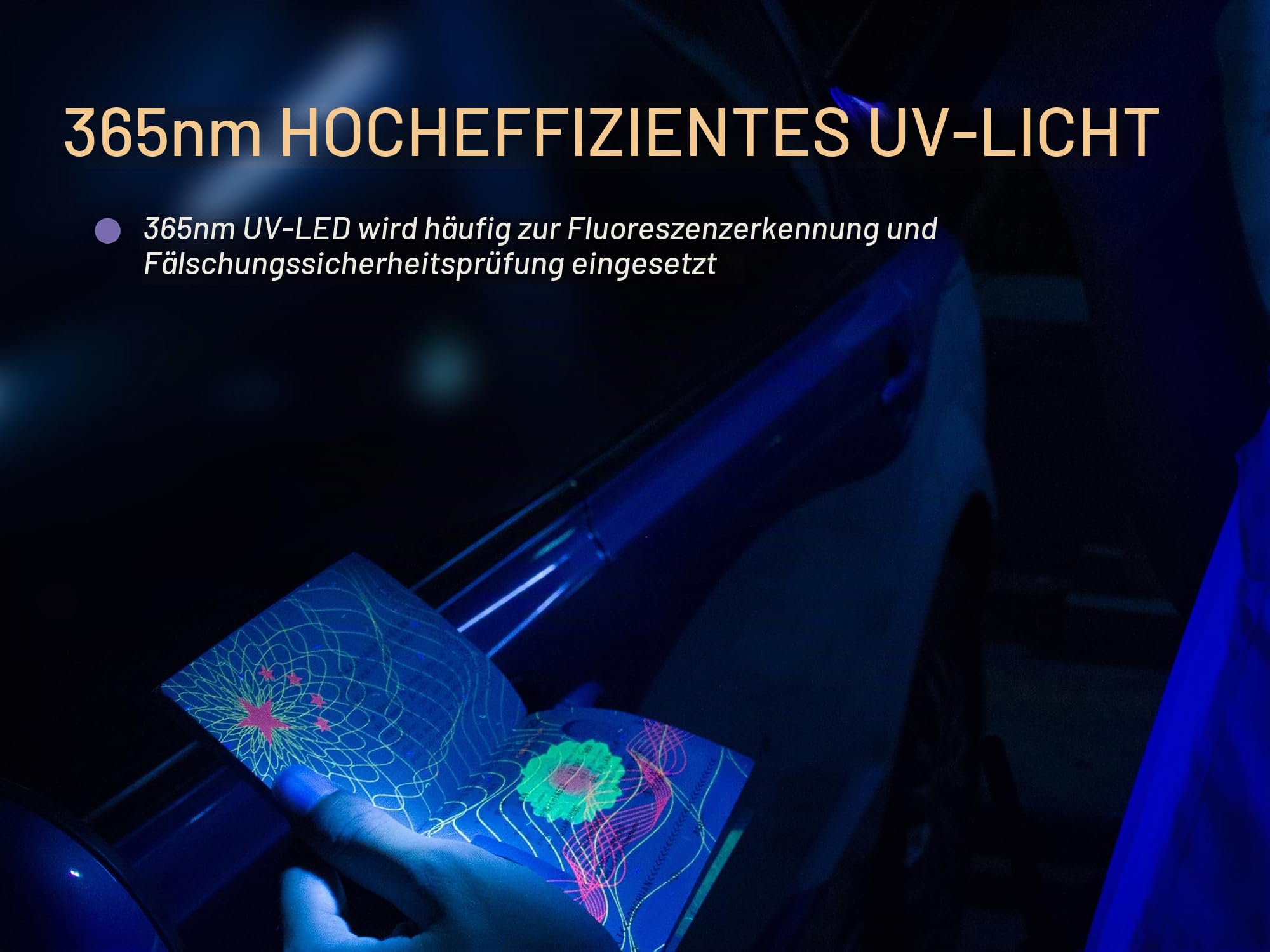 Fenix TK25 UV Taschenlampe LED Extrem Hell 1000 Lumen,UV Licht 365nm,Weiße Lichter 225M,IP68 Wasserdicht Klein Taktische Lampe mit Holster,USB Kabel,Tragbare Outdoor Jagd Camping Survival Angeln
