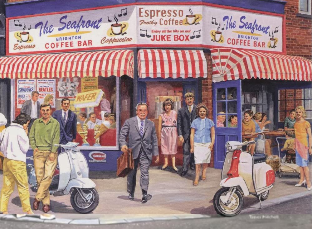 Hansen Fine ArtVespa Lambretta Mods Mod Scooter The Shadows The Beatles Blank Birthday Card, 7'' x 5'' (177mm x 129mm)