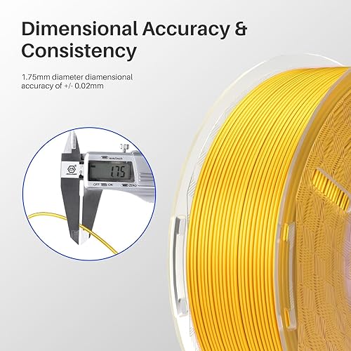 Vista 79 de ELEGOO- Filamento PLA de seda de 1.75 mm (4/64 pulgadas), color gris plateado, precisión dimensional del filamento de +/- 0.02 mm, carrete de Seda